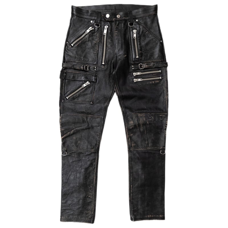 x blackmeans DISTRESSED LEATHER ZIP TROUSERS | x blackmeans DISTRESSED LEATHER ZIP TROUSERS |