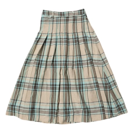 PLEATED CHECK LONG SKIRT