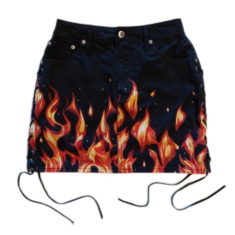 COTTON LACE UP MINI SKIRT 'FLAME