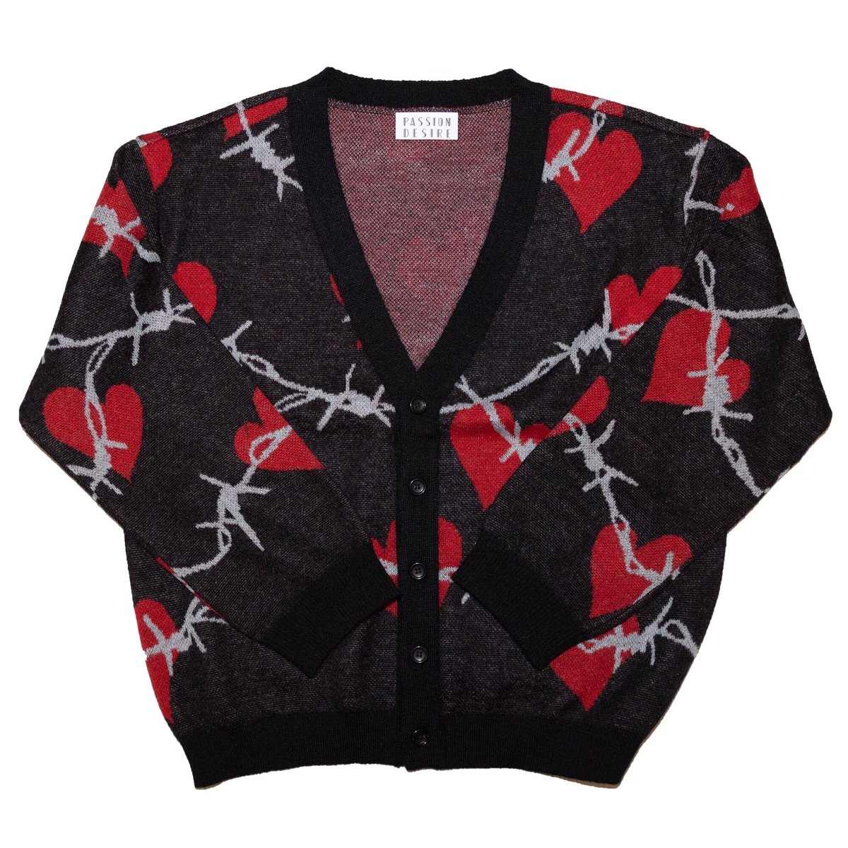 MOHAIR KNIT CARDIGAN 'HEARTS (BK) | el conducto MOHAIR KNIT CARDIGAN 'HEARTS (BK) | el conducto