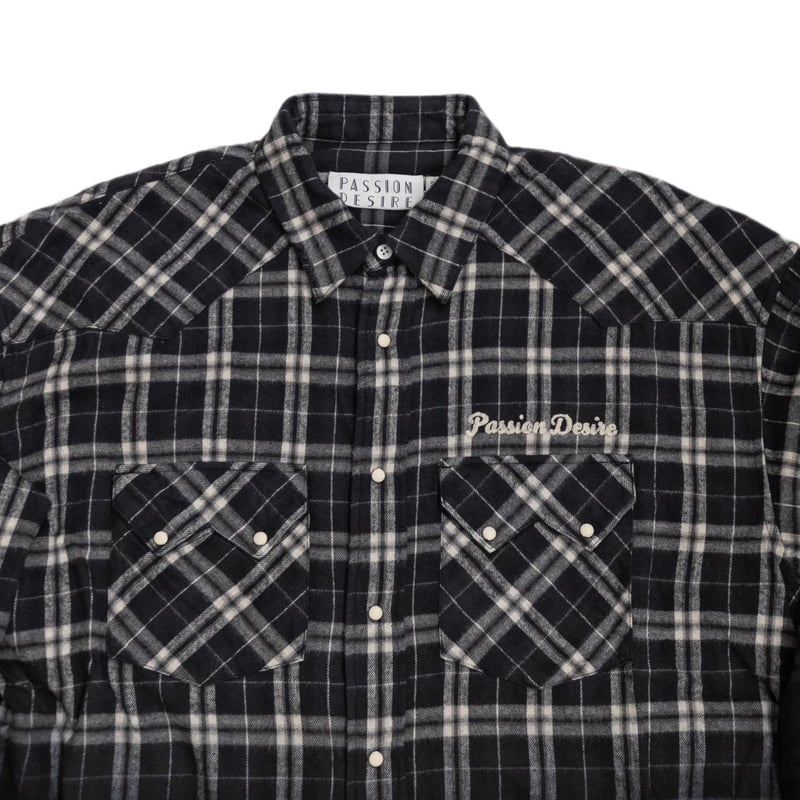 HALF DYED CHECK FLANNEL COWBOY SHIRT | el condu