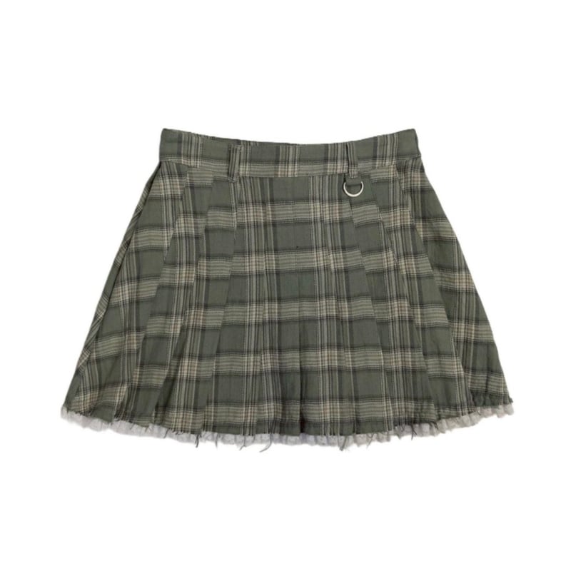 LACE HEM PLEATED CHECK MINI SKIRT | el conducto