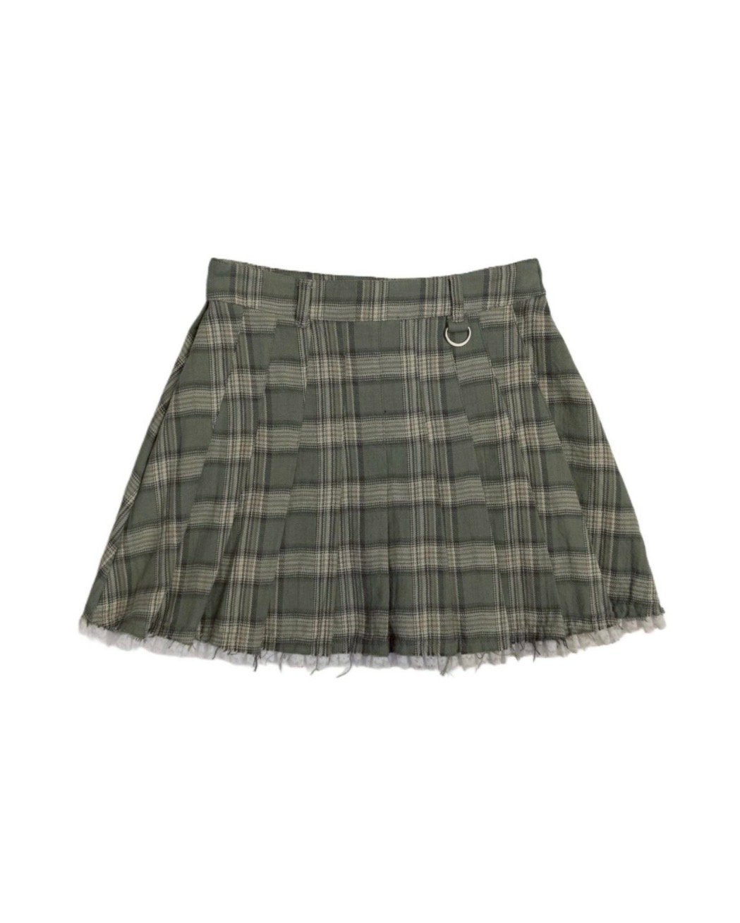 LACE HEM PLEATED CHECK MINI SKIRT | el conducto