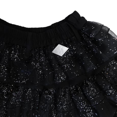HOLOGRAM ORGANDIE TIERED MINI SKIRT