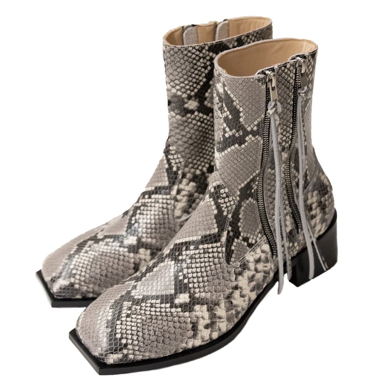 SQUARE TOE DOUBLE SIDE ZIP BOOTS(MULTI) | el co...