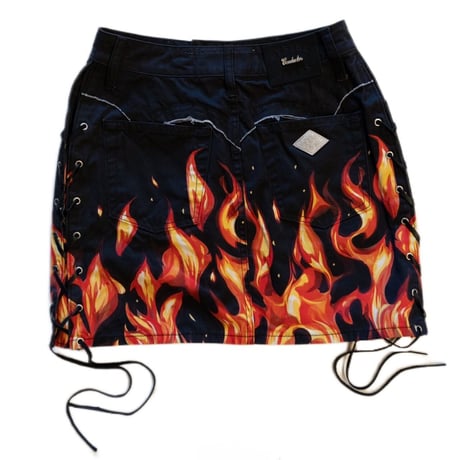 COTTON LACE UP MINI SKIRT 'FLAME