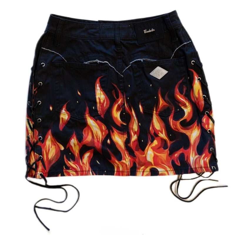 COTTON LACE UP MINI SKIRT 'FLAME | el conductor