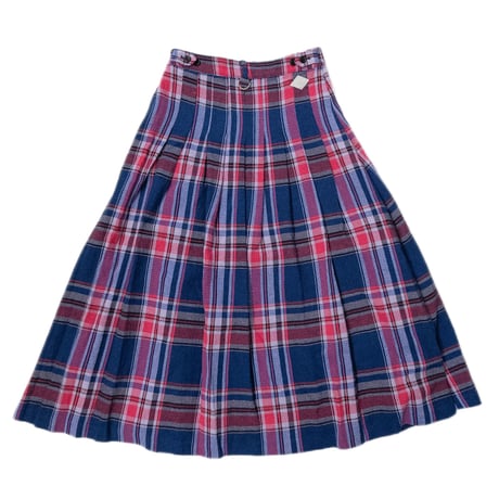 PLEATED CHECK LONG SKIRT