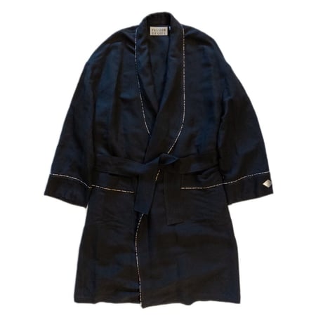 LEOPARD PIPING LINEN ROBE