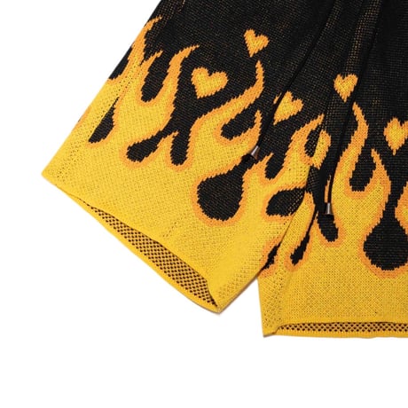 COTTON KNIT FLAME PATTERN SHORTS