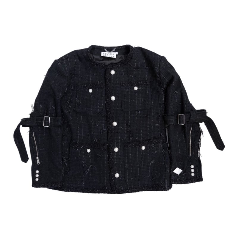 MIXED RIBBON TWEED NO COLLAR BONDAGE JKT | el c