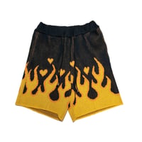 COTTON KNIT FLAME PATTERN SHORTS