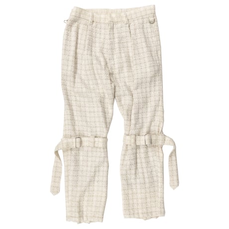 MIXED TWEED BONDAGE TROUSERS(IVORY)