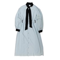 CHIFFON 2TONE BOW-TIE SHIRT ONEPIECE(MINT)