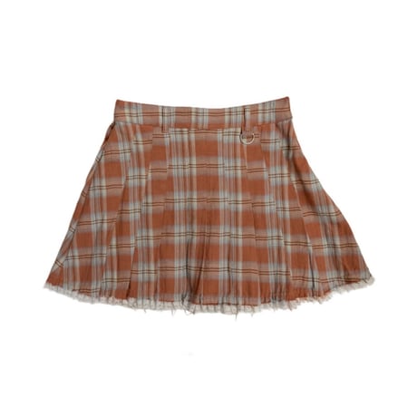 LACE HEM PLEATED CHECK MINI SKIRT