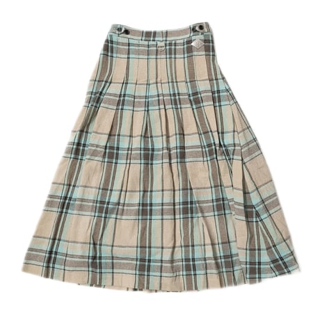 PLEATED CHECK LONG SKIRT