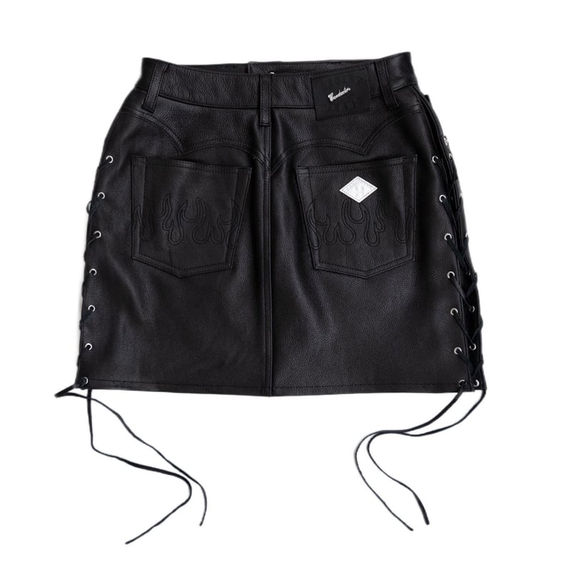 SIDE LACEUP LEATHER MINI SKIRT | el conductorH 