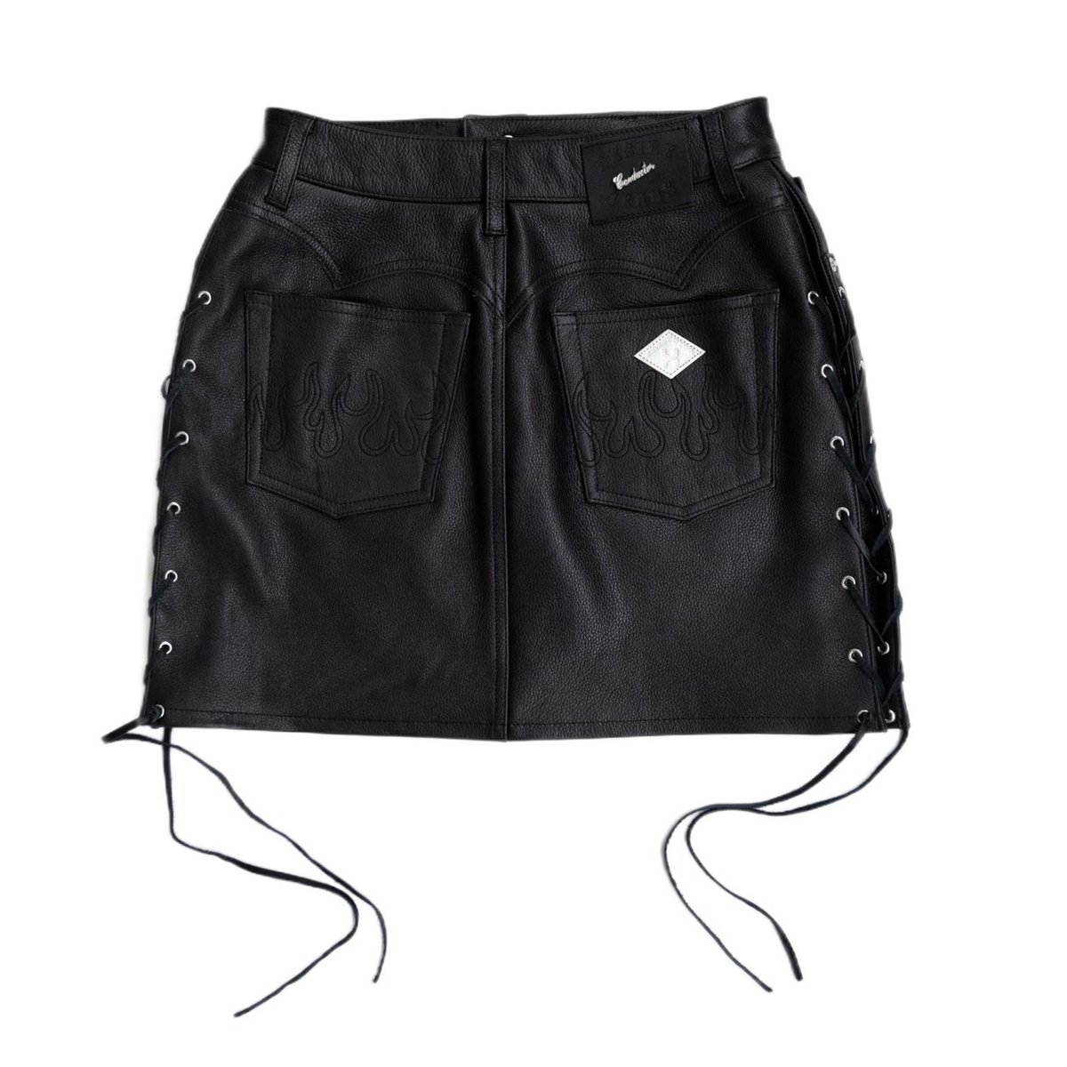 SIDE LACEUP LEATHER MINI SKIRT | el conductorH 