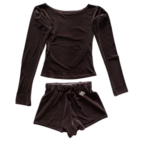 VELOURS ONE-SHOULDER TOP&TRACK SHORTS JERSEY SUIT
