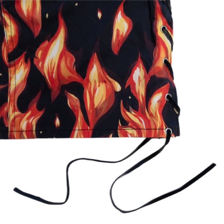 COTTON LACE UP MINI SKIRT 'FLAME