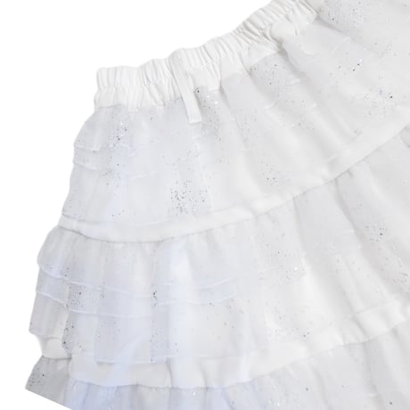 HOLOGRAM ORGANDIE TIERED MINI SKIRT