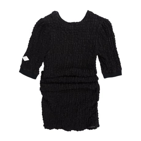 PUFF SHOULDER BUMPY SHORT SLEEVE DRESS