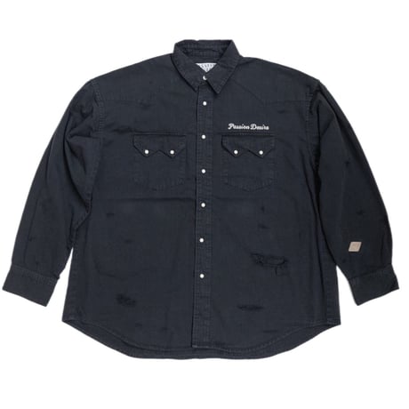 DISTRESSED DENIM COWBOY SHIRT
