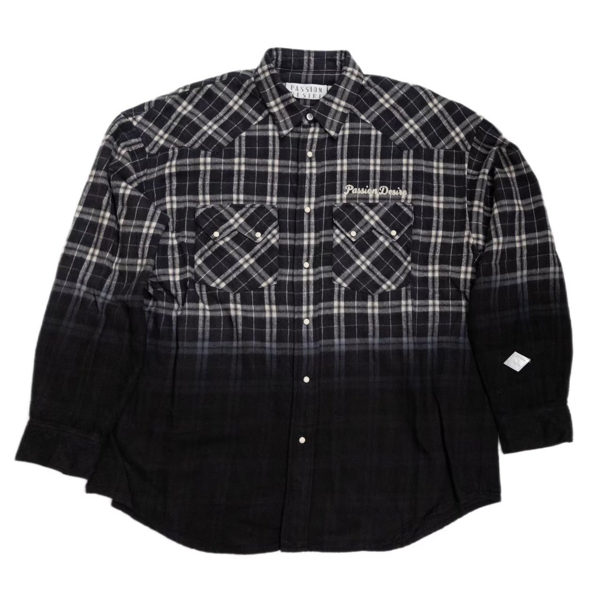 HALF DYED CHECK FLANNEL COWBOY SHIRT | el condu