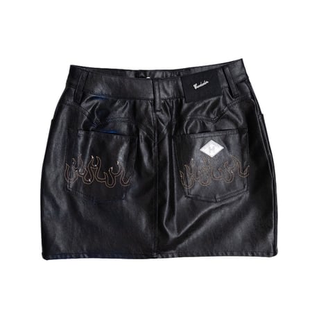 VIGAN LEATHER JEAN MINI SKIRT