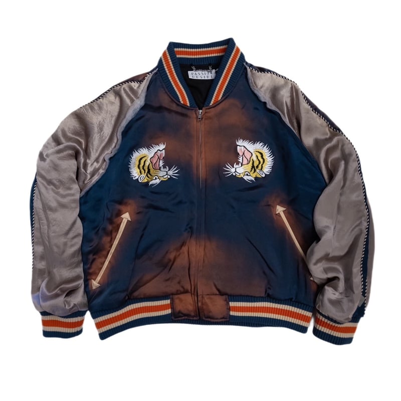 UPSIDEDOWN TIGER EMBROIDERED AGED SOURVENIR JKT