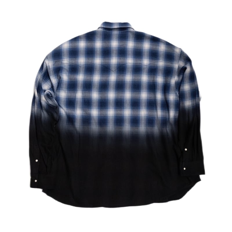 HALF DYED CHECK FLANNEL COWBOY SHIRT | el condu