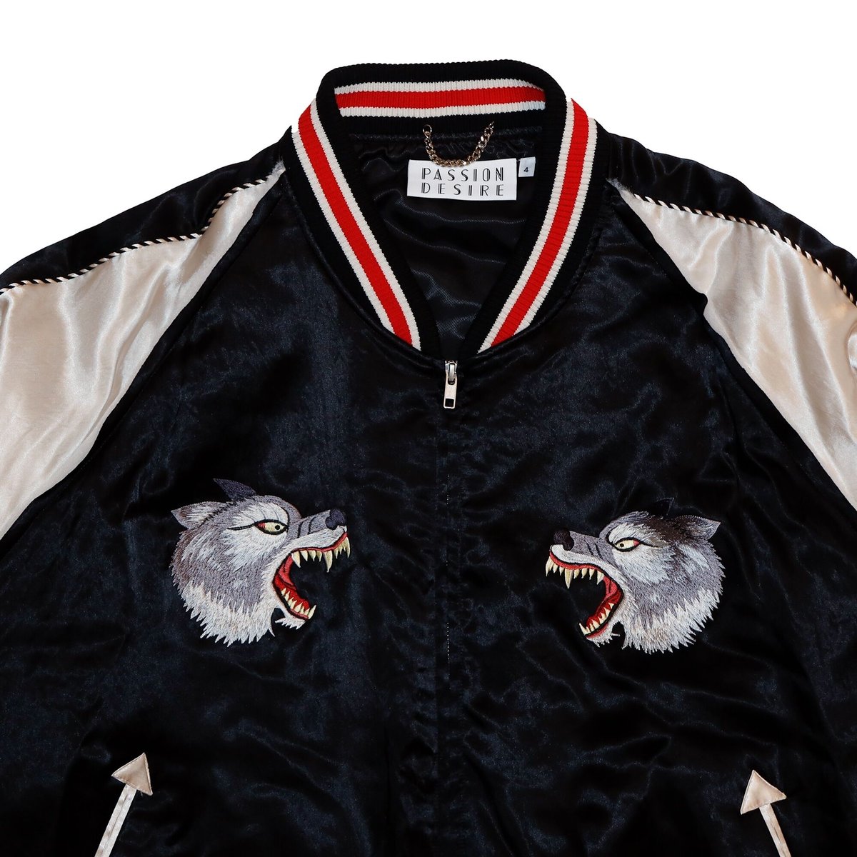 WOLF EMBROIDERED SOURVENIR JKT (BK) | el conduc
