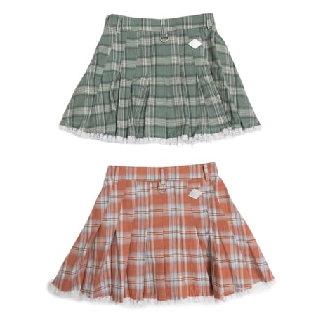 LACE HEM PLEATED CHECK MINI SKIRT