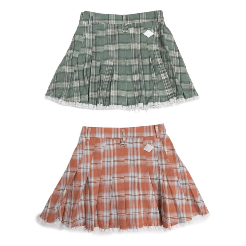 LACE HEM PLEATED CHECK MINI SKIRT | el conducto