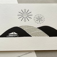 奈良てがみ 若草山焼き -letter press postcard-
