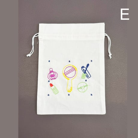 刺しゅう巾着Ｓ／コスメ柄
