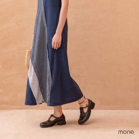 リネンコットン ロング丈ワンピース