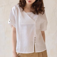 リネン オープンショルダーシャツ