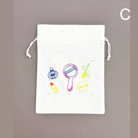 刺しゅう巾着Ｓ／コスメ柄