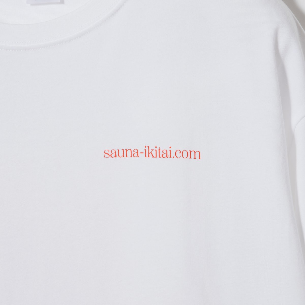 熱波うける人バックプリントTシャツ ホワイト/サーモンピンク