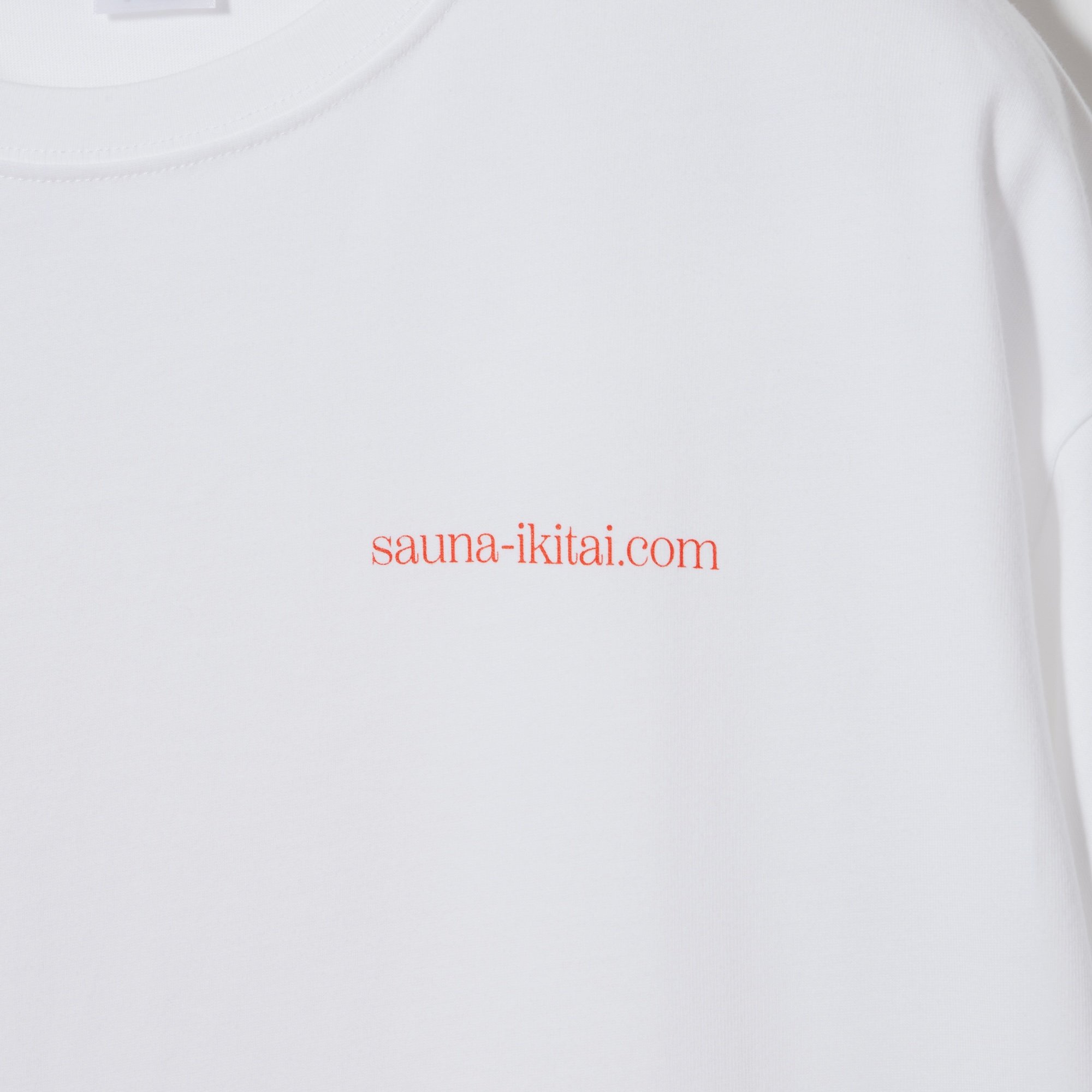 熱波うける人バックプリントTシャツ ホワイト/サーモンピンク | サウナ