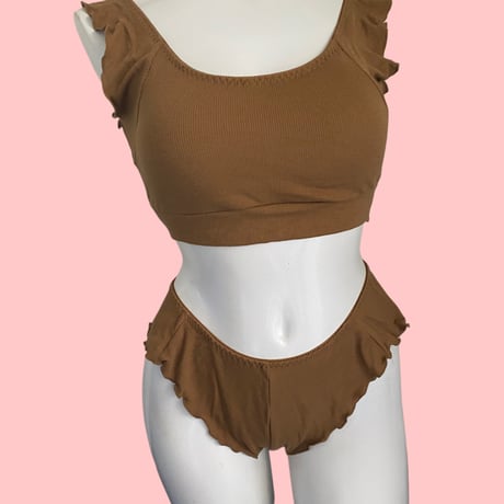 relax room bra×shorts set brown【A-0874-BR】