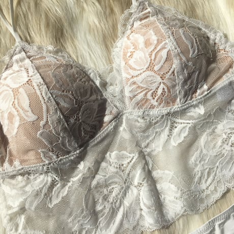 選べるS・Msizeパッド付き long bralette set up white 【A-0005-WH】