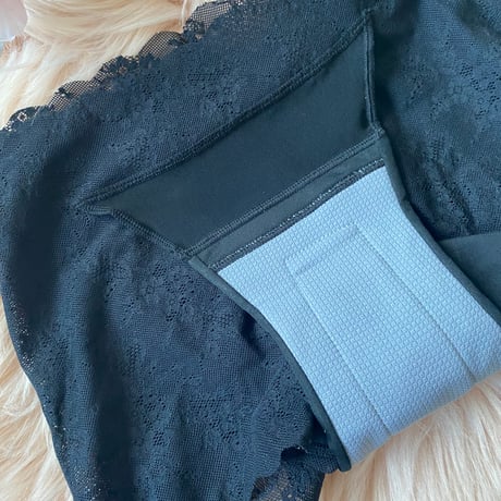 吸水・サニタリーショーツ black lace boxer【A-0873】
