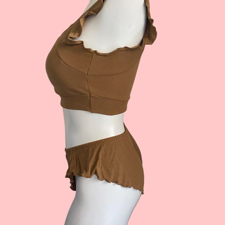 relax room bra×shorts set brown【A-0874-BR】