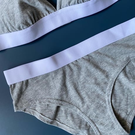 cotton light gray bralette set 【 H-0011】