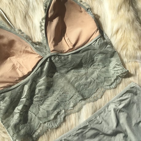 パッド付き long bralette set up green  【A-0005-GRN 】