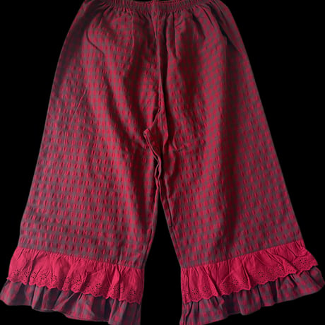 Checkered pattern×frill pants