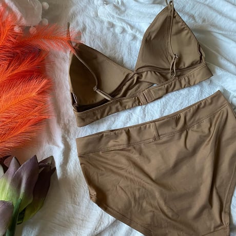 XLsize mocha beige bralette set　【N-0003】