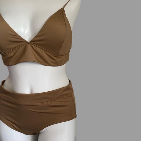 XLsize mocha beige bralette set　【N-0003】